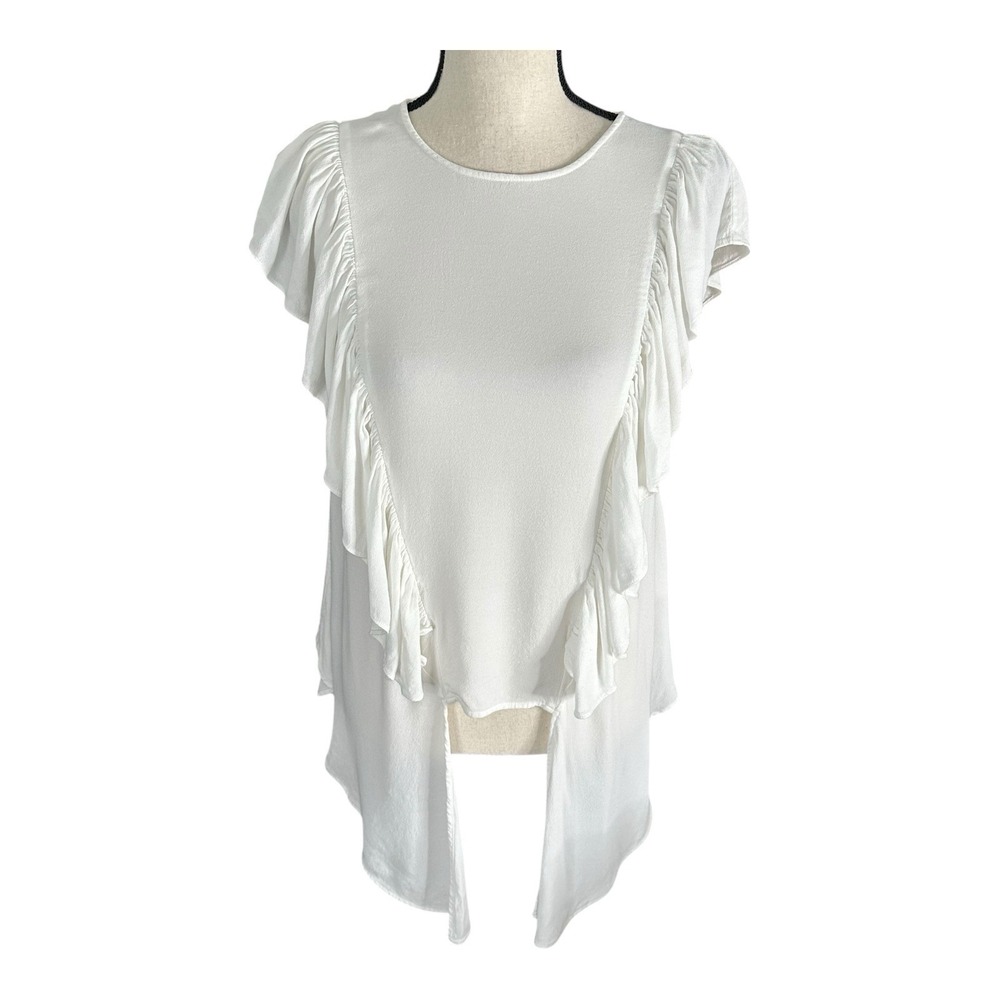 FRAME KNOTTED FLUTTER SLEEVE BACK BUTTON, SIZE Small